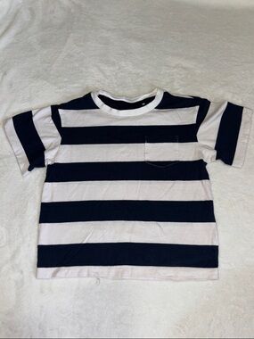 (3 for $10) Uniqlo Kids Short Sleeve Navy & White Stripe Pocket Tee